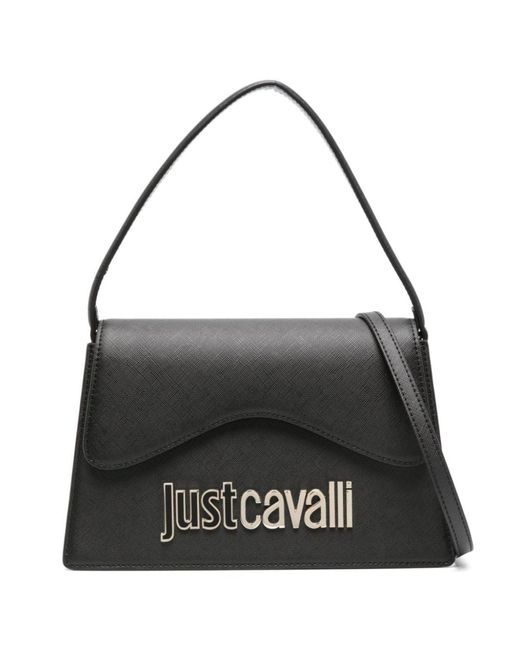 Borsa con placca logo di Just Cavalli in Black