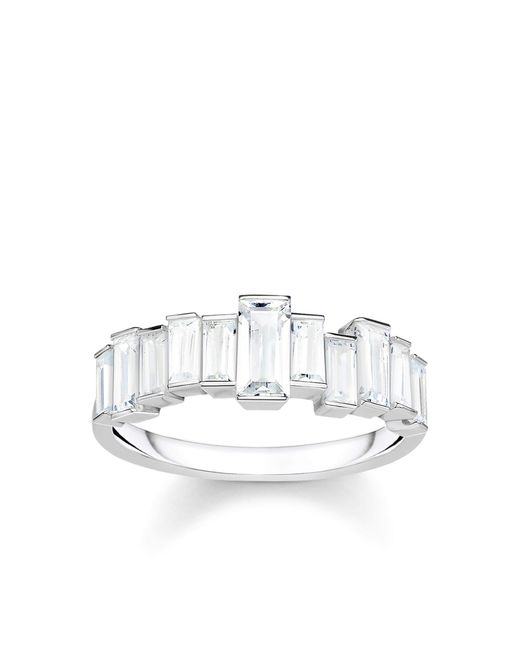 Thomas Sabo Metallic Ring Weiße Steine Baguette-Schliff 925 Sterlingsilber TR2269-051-14