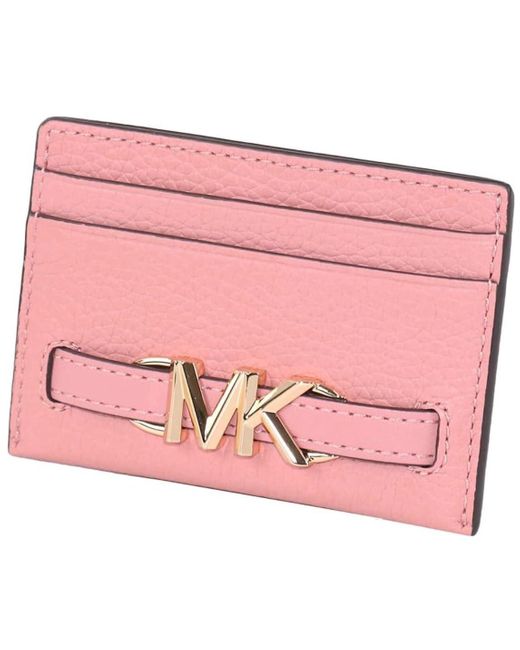 Michael Kors Pink Reed Large Card Holder Wallet MK Signature Logo Leather
