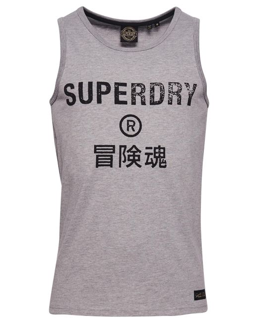Superdry Gray Vintage Corp Logo Vest Dress for men