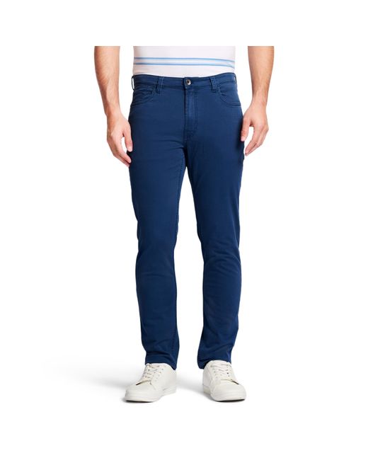 Izod Blue Saltwater Stretch Flat-front Chino Pants for men