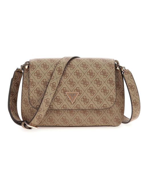 Guess Meridian Ii Flap Crossbody Bag Latte Logo in het Black
