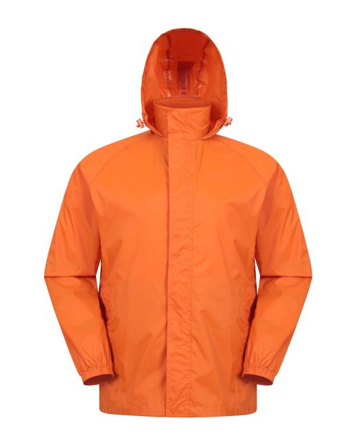 Mountain Warehouse Orange Pakka Mens Waterproof Packable Jacket - Isodry, Lightweight & Breathable Raincoat With Taped Seams & Packaway for men