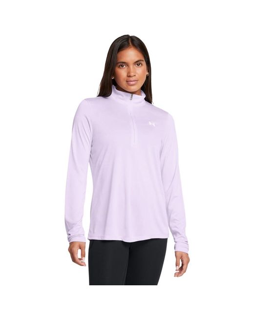 Under Armour Purple Tech T-Shirt mit halbem Reißverschluss