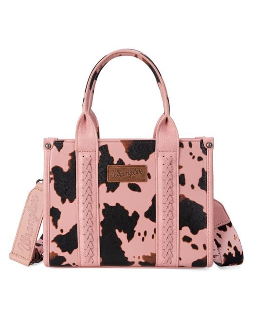 Wrangler Pink Cow Print Tote Bag Handbags And Purses For Western Crossbody Bags For With Adjustable Strap