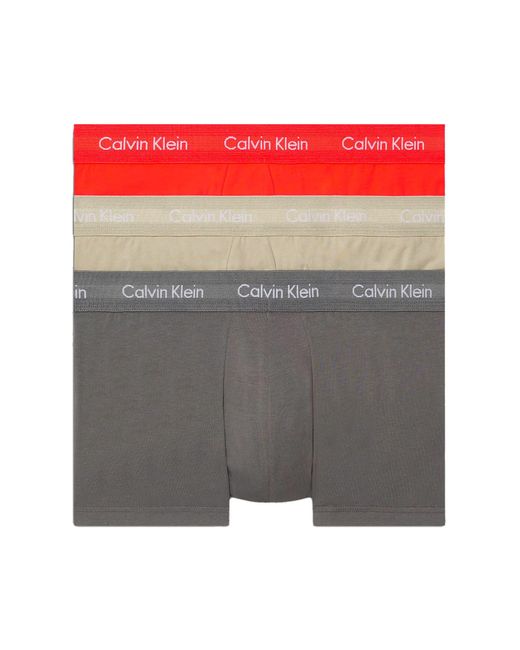Calvin Klein 3er Pack Boxershorts Low Rise Trunks Baumwolle mit Stretch in Gray für Herren
