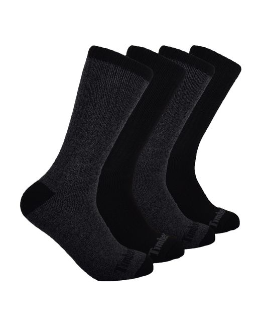 Timberland Black 4-pack Full Cushioned Crew Socks for men