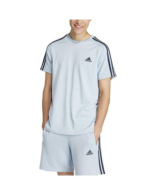 Adidas Essentials Single Jersey 3-Stripes Tee T-Shirt in Blue für Herren