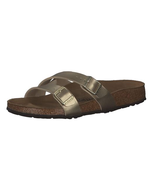 Birkenstock Synthetic Mules Yao Balance Birko-flor Gold Sandal in Metallic - Lyst