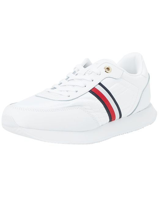 Tommy Hilfiger Black Runner Sneaker Essential Runner Global Stripes aus Leder