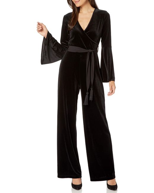 calvin klein black velvet jumpsuit