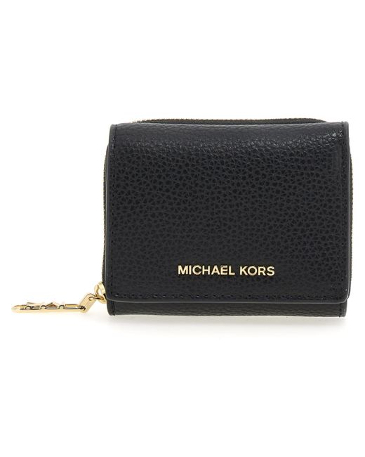 Michael Kors Black SM Trifold ZA Wallet Hand Bag