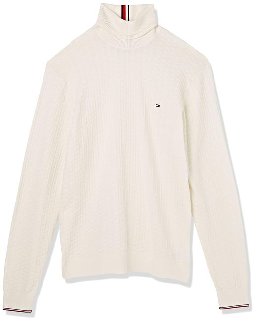 Exaggerated Structure Roll Neck Pulls Tommy Hilfiger pour homme en coloris White