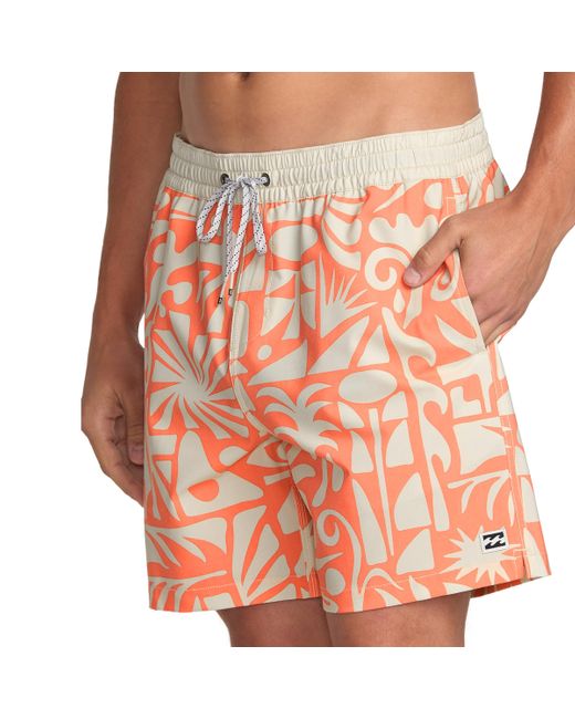 Billabong Orange Standard Good Times Layback Elastic Waist 16 Inch Swim Trunks for men