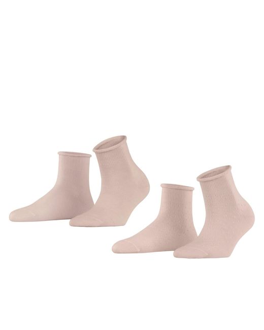 Esprit Korte Sokken Cozy Dot 2-pack W Sso Wol Dik Eenkleurig Multipack 2 Paar in het Pink