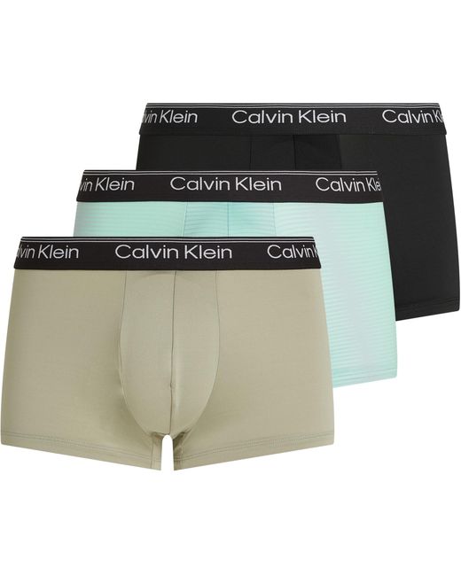 Pantaloncini Boxer Confezione da 3 Uomo Low Rise Trunks Cotone Elasticizzato di Calvin Klein in Green da Uomo