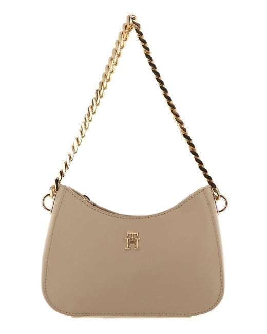 Tommy Hilfiger Th Refined Chain Shoulder Bag White Clay in het Natural