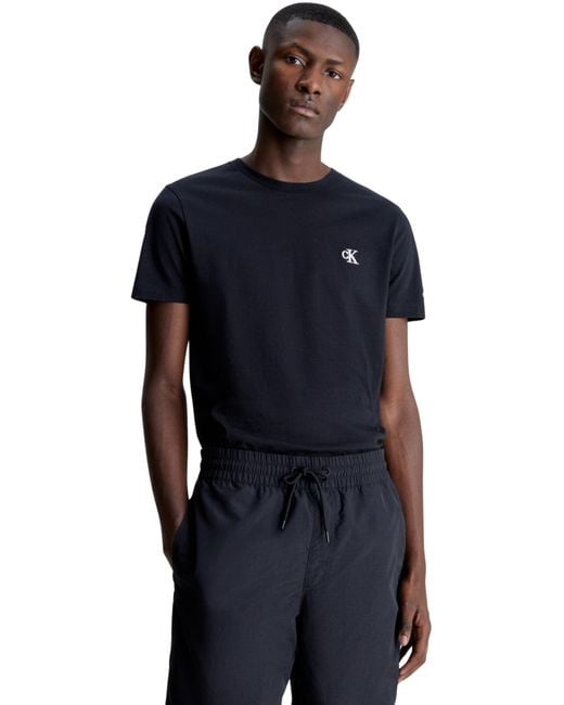 CK ESSENTIAL SLIM TEE J30J314544 di Calvin Klein in Black da Uomo
