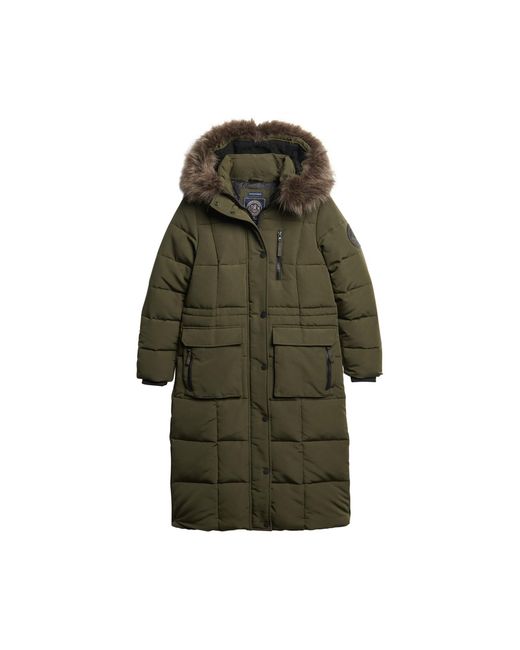 Longline Faux Fur Everest Coat M Superdry en coloris Vert | Lyst
