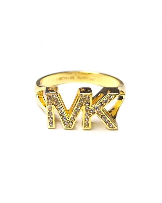 Michael Kors Mk Crystal Logo Band Ring Gold in Metallic Lyst UK
