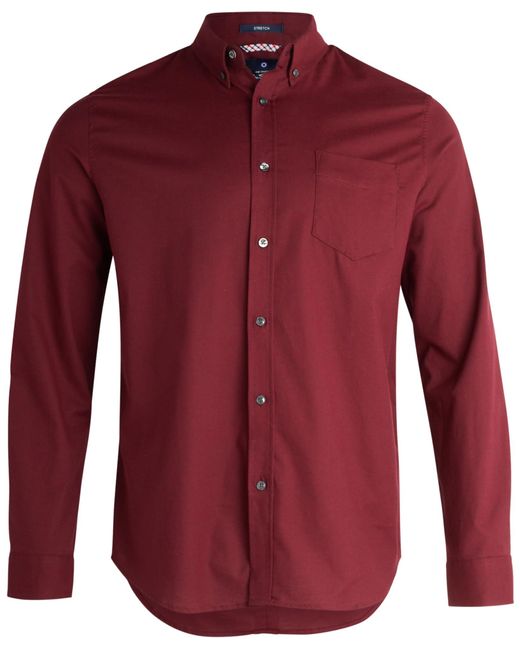 Ben Sherman Red Classic Fit Long Sleeve Button Down Shirt - Casual Dress Shirt For for men