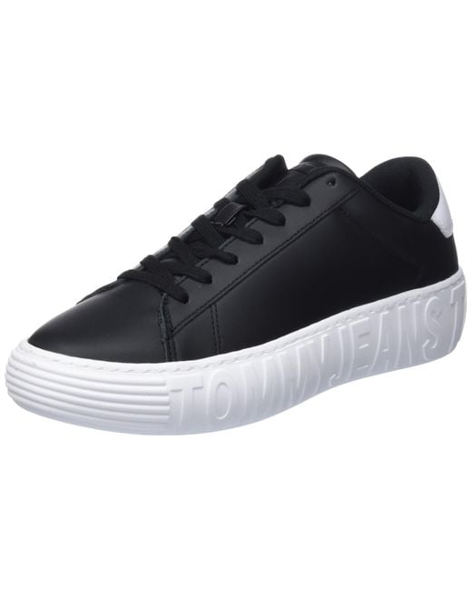 Tommy Hilfiger Black Tommy Jeans Leather Outsole Cupsole Sneaker for men