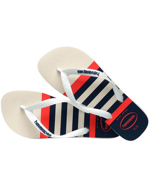 Havaianas Red Top Nautical Flip Flops - White/white/navy (white/white/navy, Uk Footwear Size System, Adult, Men, Numeric Range, for men