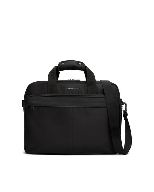 Tommy Hilfiger Black Repreve Work Bag With Laptop Sleeve And Adjustable Strap for men