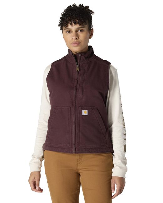 Carhartt Purple Ov277 Sherpa Lined Mock Neck Vest (Blackberry) Clothing