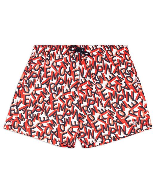 Mid Boxer Maillot de Bain Emporio Armani pour homme en coloris Red