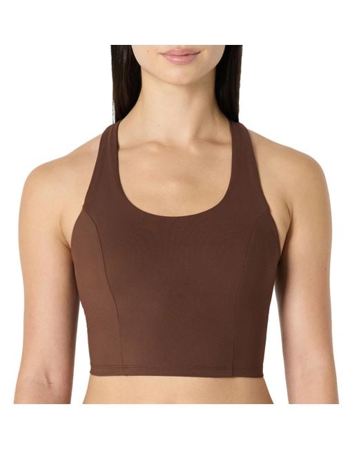 Amazon Essentials Brown Power Sculpt Crop-Top mit integriertem BH