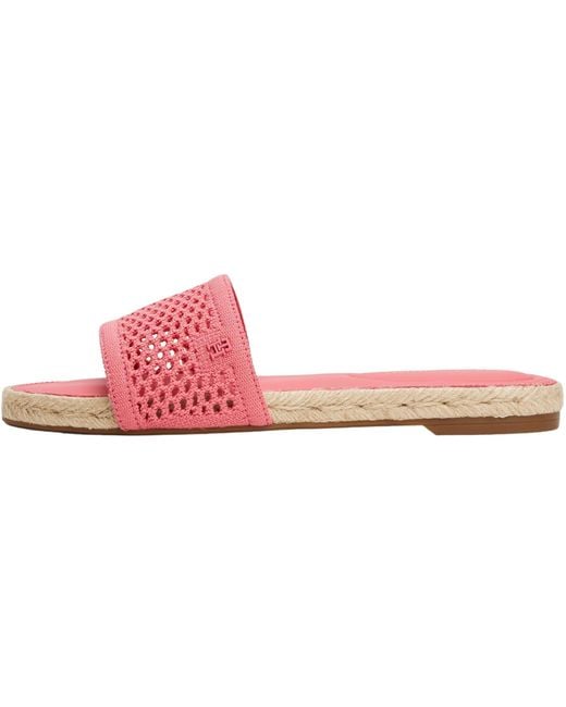 Tommy Hilfiger Black Knit Mesh Flat Sandal Fw0fw08744 Flache Espadrilles