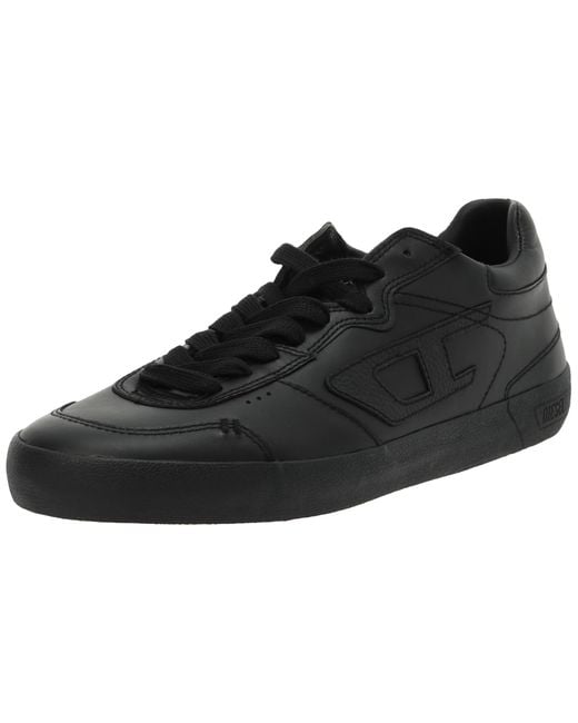S-Leroji Low-Sneaker low top in pelle con logo D di DIESEL in Black da Uomo