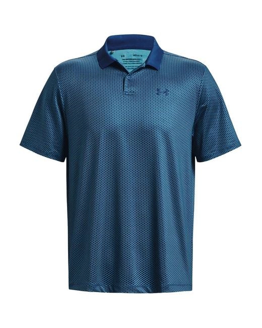 Under Armour UA Printed 3.0 Performance Stretch Golf Poloshirt in Blue für Herren