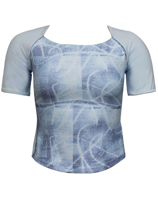 Nike Blue S Gym Cropped T-shirt Dri-fit Compression Top Aqua 222818 590