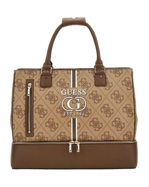 Kallisto Zip Bottom Shopper Tote Latte Multi Guess en coloris Brown