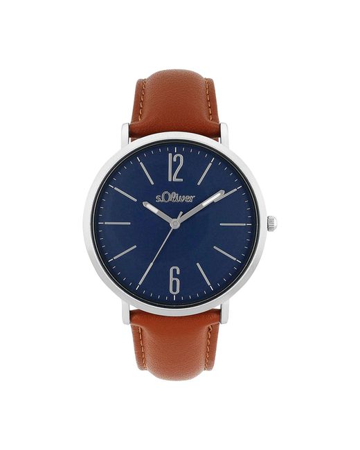 S.oliver Uhr Armbanduhr Chronograph Leder 2038386 in Blue für Herren