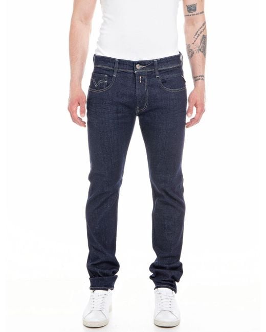 Replay Jeans Anbass Slim-Fit Aged mit Power Stretch in Blue für Herren