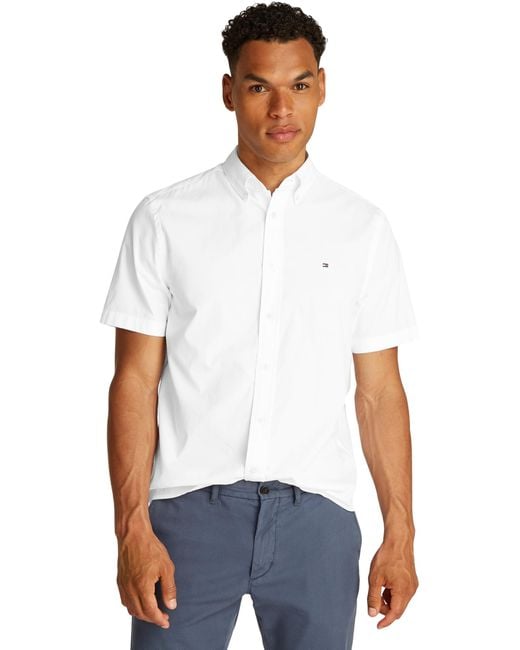 Overhemd Tommy Hilfiger Shirt Heren Wit Tommy Hilfiger Flex Poplin