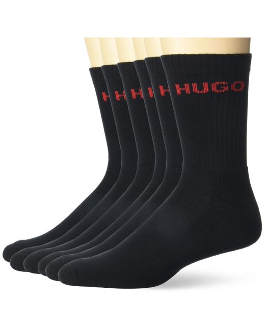 HUGO Black Six Pack Quarter Length Socks for men