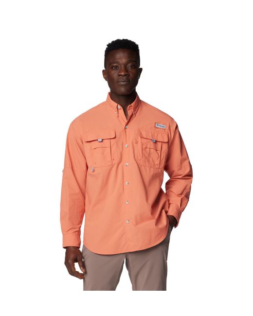 Columbia Orange Pfg Bahama Ii Long Sleeve Shirt for men