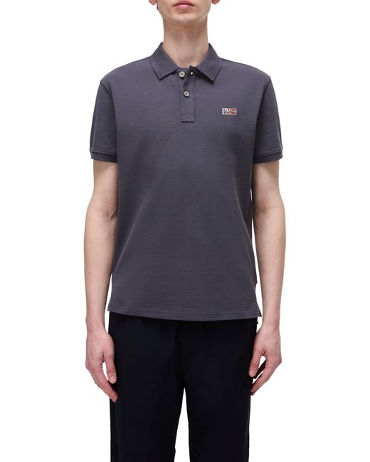 Napapijri Black Eruggy Short Sleeve Polo Shirt Dark Grey L for men