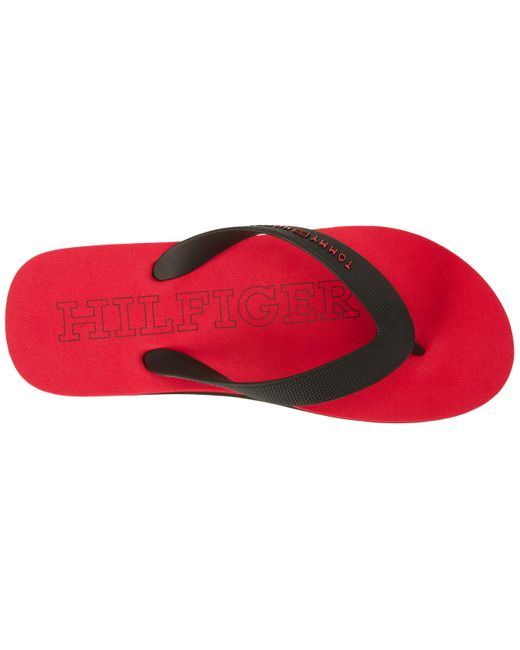 Tommy Hilfiger Red Rubber Hilfiger Beach Sandal Fm0fm05023 Flip Flop for men