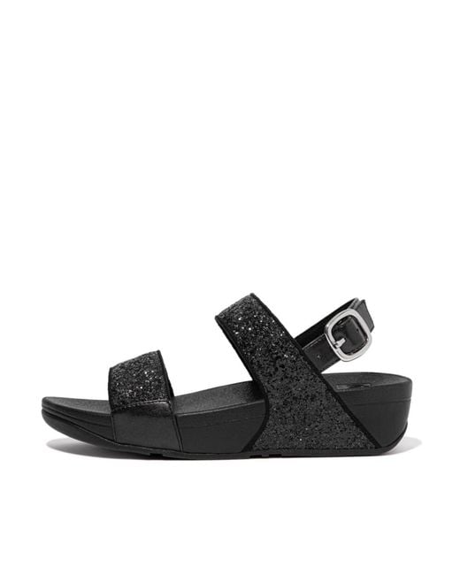 Fitflop Black Lulu Glitter Wedge Sandal
