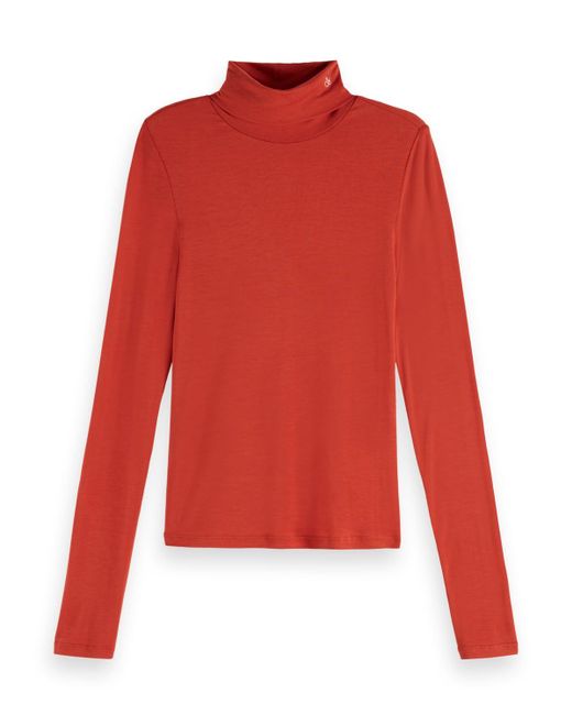 Scotch & Soda Red Langärmeliges -T-Shirt mit Rollkragen