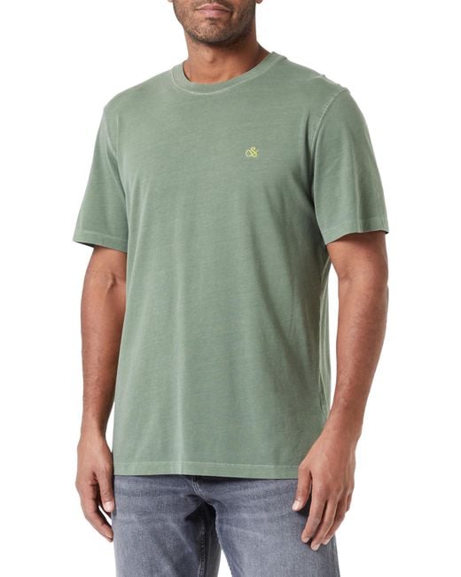 Scotch & Soda Green Garment Dye Logo T-shirt for men