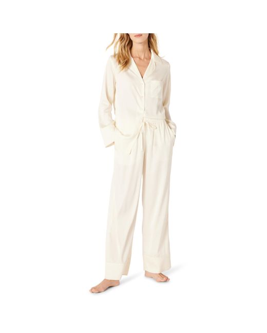 Amazon Essentials Natural Satin Pyjama Shirt And Bottoms Set