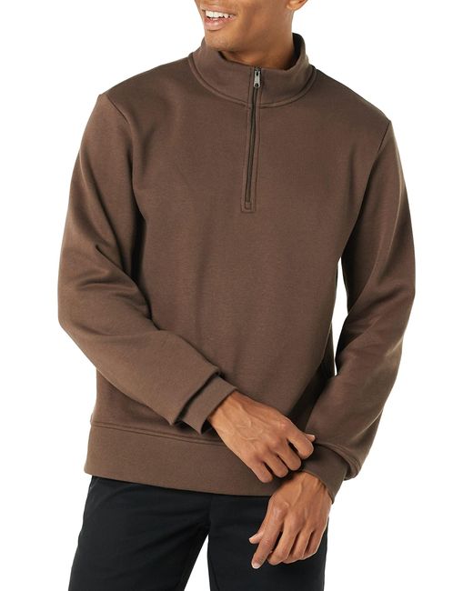 Amazon Essentials Fleecesweatshirt Met Lange Mouwen En Kwartrits in het Brown voor heren