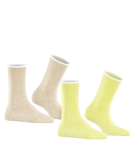 Falke Yellow ESPRIT Allover Stripe 2-pak økologisk bomuld tyndt mønstret 2 par Socken