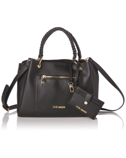 Steve Madden Black Satchel with Card Case BFLYNN Umhängetasche mit Kartenetui